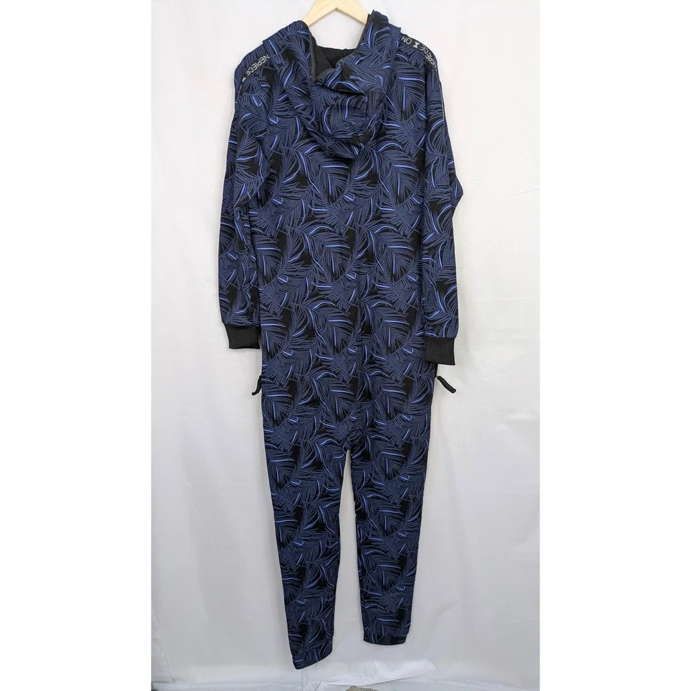 OnePiece Norwegian Original Jumpsuit Medium Blue Leaf Hooded Zip One Piece - Picture 15 of 16